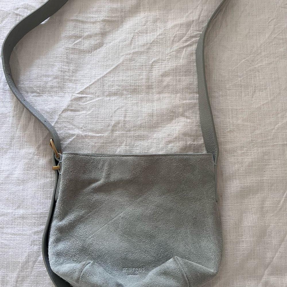 Margot Blue Gray Suede Crossbody Bag